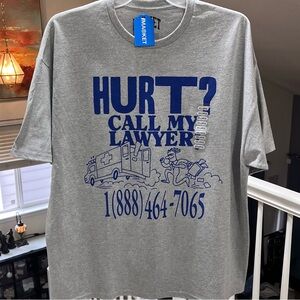 Market Men’s Call My Lawyer Gray and Blue Graphic Tee Size XXL